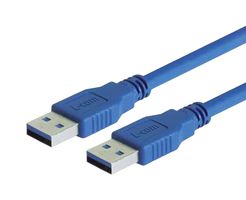 L-COM CAU3AA-075M USB Cable, Type A Plug to Type A Plug, 750 mm, 29.5 ", USB 3.0, Blue