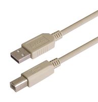 L-COM CSMUAB-075M USB Cable, Type A Plug to Type B Plug, 750 mm, 29.5 ", USB 2.0, Light Gray