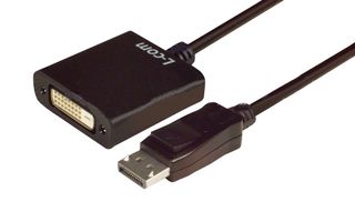 L-COM DP-DVI-CBL Audio / Video Cable Assembly, DisplayPort Plug, DVI-D Receptacle, 3.94 ", 100 mm, Black
