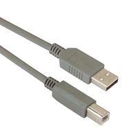 L-COM ECUSBAB-075M USB Cable, Type A Plug to Type B Plug, 750 mm, 29.5 ", USB 2.0, Gray