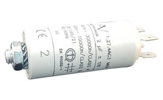 KEMET C274AC34200AA0J Capacitor de Marcha para Motor, Metallized PP, Cilindro, 2 µF, ± 5%, Montaje con Perno -M8, 470 V