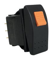 CARLING TECHNOLOGIES VAD1260B-AEC00-000 Rocker Switch, Sealed, On-None-Off, DPST, Illuminated, Panel, Snap-In, Black, V Series