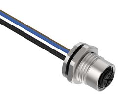 BANNER ENGINEERING BR-M12F8R9-2 Sensor Cable, A Code, PG9, M12 Receptacle, Free End, 8 Positions, 2 m, 6.6 ft, BR-M12 Series