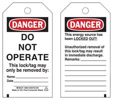 BRADY 65502 Safety Sign, Warning, Danger Do Not Operate, Polyester, 146 mm, 76.2 mm, Black / Red on White