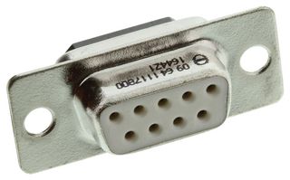 HARTING 09641117800 D Sub Connector, Filtered, Receptacle, 9 Contacts, DE, Solder Cup