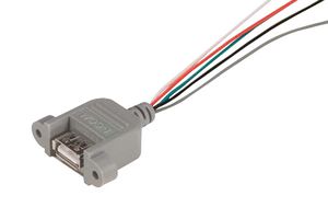 L-COM UPMA-LEADS USB Cable, Type A Receptacle to Free End, 609.6 mm, 24 "