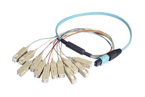L-COM MPM12OM4-SC-05 Fiber Optic Cable, Multimode, OM4, 12 Fibers, 50µm / 125µm, 19.7"