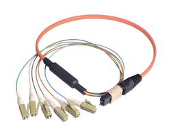 L-COM MPM6OM2-LC-05 Fiber Optic Cable, Multimode, OM2, 6 Fibers, 50µm / 125µm, 19.7"