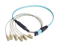 L-COM MPM6OM3-LC-10 Fiber Optic Cable, Multimode, OM3, 6 Fibers, 50µm / 125µm, 32.8 ft