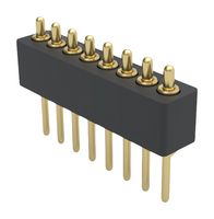 MILL-MAX 854-22-008-10-004101 Spring Loaded Connector, Pogo Pin Header, 1.27 mm, 1 Row, 8 Contacts, Through Hole Mount, Brass