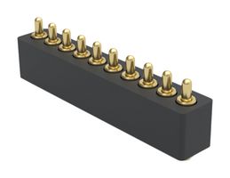 MILL-MAX 854-22-010-30-004101 Spring Loaded Connector, Pogo Pin Header, 1.27 mm, 1 Row, 10 Contacts, Surface Mount, Brass