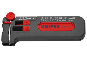 KNIPEX 12 80 040 SB Stripping Tool, Mini, 36-26 AWG / 0.12-0.4mm Wires, 0.591" Length