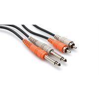 HOSA CPR-206 Audio / Video Cable Assembly, 1/4" Mono Phone Plug x 2, RCA Plug x 2, 19.69 ft, 6 m, Black