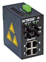 RED LION 306FX2-ST Switch, 6 Ports, Industrial, Unmanaged Fast Ethernet, DIN Rail, RJ45 x 4, ST x 2, 10Mbps, 100Mbps