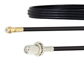 FAIRVIEW MICROWAVE FMCA1434-12 RF / Coaxial Cable Assembly, Snap-On, 12 ", 305 mm, RG174A/U, MMBX Plug, SMA Bulkhead Jack, 50 ohm