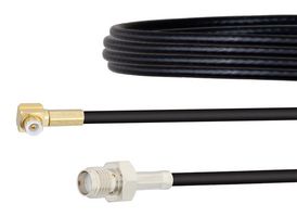 FAIRVIEW MICROWAVE FMCA1447-4 RF / Coaxial Cable Assembly, Snap-On, 4 ", 101.6 mm, RG174A/U, MMBX Right Angle Plug, SMA Jack