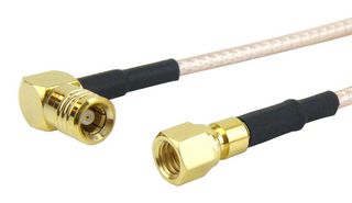 FAIRVIEW MICROWAVE FMC1826315-24 RF / Coaxial Cable Assembly, 24 ", 610 mm, RG316, SMC Plug, SMB Right Angle Plug, 50 ohm