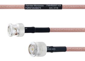 FAIRVIEW MICROWAVE FMHR0007-18 RF / Coaxial Cable Assembly, 18 ", 457.2 mm, RG142, BNC Plug, TNC RP Plug, 50 ohm
