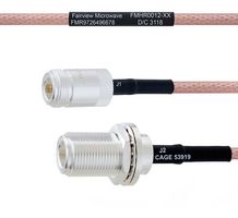 FAIRVIEW MICROWAVE FMHR0012-60 RF / Coaxial Cable Assembly, 5 ft, 1.52 m, RG142, N Type RP Jack, N Type Bulkhead Jack, 50 ohm