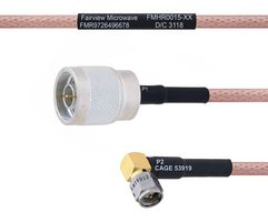 FAIRVIEW MICROWAVE FMHR0015-60 RF / Coaxial Cable Assembly, 5 ft, 1.52 m, RG142, N Type RP Plug, SMA Right Angle Plug, 50 ohm