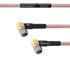 FAIRVIEW MICROWAVE FMHR0025-100CM RF / Coaxial Cable Assembly, 3.3 ft, 1 m, RG142, SMA Right Angle Plug, SMA Right Angle Plug