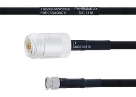 FAIRVIEW MICROWAVE FMHR0045-18 RF / Coaxial Cable Assembly, 18 ", 457.2 mm, RG223, N Type RP Jack, SMA RP Plug, 50 ohm
