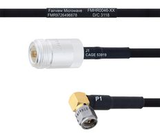FAIRVIEW MICROWAVE FMHR0046-30 RF / Coaxial Cable Assembly, 30 ", 762 mm, RG223, N Type RP Jack, SMA RP Right Angle Plug, 50 ohm