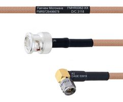 FAIRVIEW MICROWAVE FMHR0062-18 Cable RF / Coaxial ensamblado, 18 ", 457.2 mm, RG400, BNC RP Plug, SMA RP Right Angle Plug