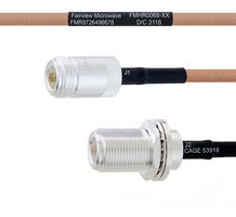 FAIRVIEW MICROWAVE FMHR0068-72 RF / Coaxial Cable Assembly, 6 ft, 1.82 m, RG400, N Type RP Jack, N Type Bulkhead Jack, 50 ohm