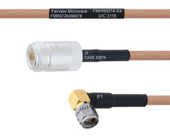 FAIRVIEW MICROWAVE FMHR0074-12 RF / Coaxial Cable Assembly, 12 ", 305 mm, RG400, N Type RP Jack, SMA RP Right Angle Plug, 50 ohm