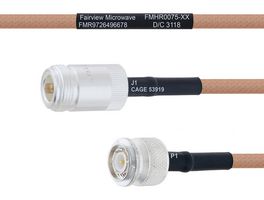 FAIRVIEW MICROWAVE FMHR0075-12 RF / Coaxial Cable Assembly, 12 ", 305 mm, RG400, N Type RP Jack, TNC RP Plug, 50 ohm