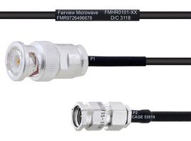 FAIRVIEW MICROWAVE FMHR0101-30 RF / Coaxial Cable Assembly, 30 ", 762 mm, RG174, BNC RP Plug, SMA RP Plug, 50 ohm