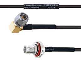 FAIRVIEW MICROWAVE FMHR0109-36 RF / Coaxial Cable Assembly, 36 ", 914.4 mm, RG174, SMA RP Right Angle Plug, SMA Bulkhead Jack