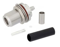 FAIRVIEW MICROWAVE FMCN1247 RF / Coaxial Connector, N Coaxial, Straight Bulkhead Jack, Solder, Crimp, 50 ohm, LMR-200, Copper