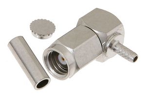 FAIRVIEW MICROWAVE FMCN1550 RF / Coaxial Connector, SMC Coaxial, Right Angle Plug, Solder, Crimp, 50 ohm, RG178, RG196