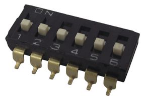 OMRON ELECTRONIC COMPONENTS A6S-6104-H DIP / SIP Switch, 6 Circuits, Slide, Surface Mount, SPST, 24 V, 25 mA