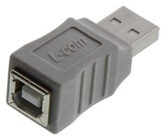 L-COM UAD010MF Adaptador de USB, USB Tipo A Macho, USB Tipo B Hembra, USB 2.0, Latón