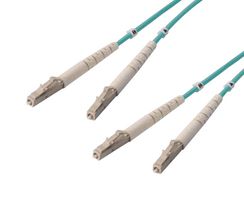 L-COM FODLC-10G-01 Fiber Optic Cable, OM3 Multimode, 50µm/125µm, 2 Fibers, LC Duplex to LC Duplex, 3.3ft Length