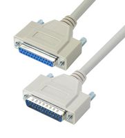 L-COM CRMN25MF-2.5 Computer Cable, D Sub 25 Position Plug, D Sub 25 Position Receptacle, 2.5 ft, 762 mm, Light Gray