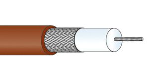HUBER+SUHNER RG"179"B/U Coaxial Cable, 100 ft, RG179, RG179B/U, SPCCS (Silver Plated Copper Coated Steel), 2.54 mm, 50 ohm