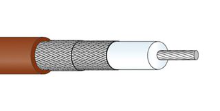HUBER+SUHNER K"02252"D Coaxial Cable, 25 ft, K 02252 D, RD316, RG316D, SPCCS (Silver Plated Copper Coated Steel), 3 mm