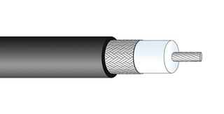HUBER+SUHNER RG"174"A/U Coaxial Cable, 100 ft, RG174, RG174A/U, Copper Coated Steel, 2.8 mm, 50 ohm, Black