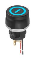 APEM IGN3S0DW227NXN9 Pushbutton Switch, 12VDC LED, IG Series, 0.469 ", SPST-NO, Momentary, Round Flat, Black
