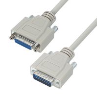 L-COM CSMN15MF-2.5 Computer Cable, D Sub 15 Position Plug, D Sub 15 Position Receptacle, 2.5 ft, 762 mm, Light Gray
