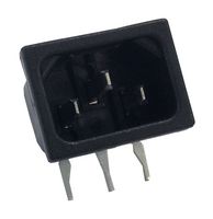 BULGIN LIMITED PX0575/10/PC IEC Power Connector, IEC C14 Plug, 10 A, 250 VAC, Solder, Panel Mount