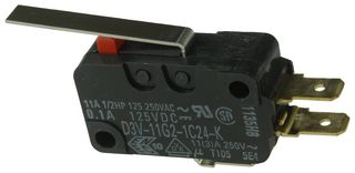 OMRON ELECTRONIC COMPONENTS D3V-11G2-1C24-K Interruptor Microswitch, Miniature, Palanca con Bisagra, SPDT, Conexión Rápida, 11 A, 250 V