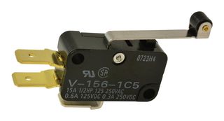 ARATAS V-156-1C5 Microswitch, Miniature, Hinge Roller Lever, SPDT, Quick Connect, 15 A