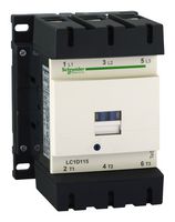 SCHNEIDER ELECTRIC LC1D115G7 Contactor, LC1D, 115 A, DIN Rail, 1 kV, 3PST-NO, 3 Pole, 100 hp