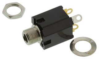 SWITCHCRAFT/CONXALL MS112BX Phone Audio Connector, 3 Contacts, Jack, 6.35 mm, Panel Mount, Metal Body