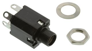 SWITCHCRAFT/CONXALL N114BX Phone Audio Connector, 3 Contacts, Jack, 6.35 mm, Panel Mount, Plastic Body